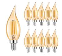 10X Ampoule LED E14 Flamme Vintage Bougie 4W Blanc Chaud 2700K, Équivalence Incandescence 40W, AC 220V-240V
