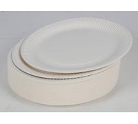 10x Assiettes en carton Paquet de 100 Blancs Assiettes jetables Barquettes jetables Papier Barbecue Repas Fêtes