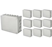 10x boîte de dérivation en saillie protégée IP avec presse-étoupes, couvercle vissé, 240x190x95mm, IP66, gris, EDO777774, EDO Technic