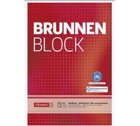 10X BRUNNEN 105241801 Bloc de lettres "BRUNNEN-Block" recy 5, 50 feuilles, linéature 5, rouge