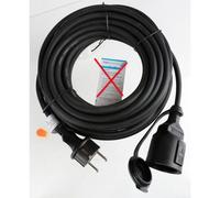 10x Câble d'extension 10m caoutchouc noir Extérieur IP44 Jardin Prise électrique Appareil