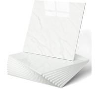 10x carreaux adhésifs marbre 30x30cm étanches, Panneaux muraux PVC pour douche cuisine salle de bain, Blanc Noble 10Packen STICKERS