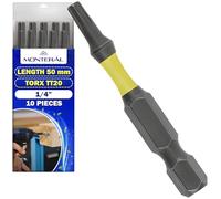 10x Embout Visseuse a Choc Torx TT20x50mm et Tige Hexagonale 1/4" | Embout Torx T20 est Fabriquée en Acier Allié S2 - MONTERAL