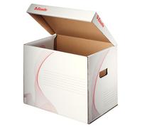 10x Esselte 128911 Conteneur d'archives avec couvercle à charnière, A4, carton ondulé, blanc