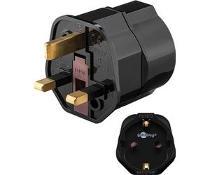 10x Goobay 45352 Adaptateur de voyage Europe vers Royaume-Uni, noir - pour les appareils d'Europe (type F) vers les prises du Royaume-Uni (type G)
