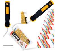 10x Instalguru Rouleaux De Peinture 10 cm Polyacrylique Rouleau À Laque Avec 1x Poignée Pour Peinture Murale Emulsion Latex Travaux De Rénovation Intérieure