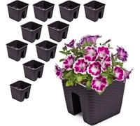10x Jardinière 27,2 cm x 27,2 cm Ratan Umbra Brown 8,5 L balustrade garde-corps