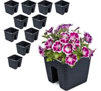10x Jardinière 27,2 cm x 27,2 cm Rotin anthracite 8,5 L garde-corps garde-corps garde-corps