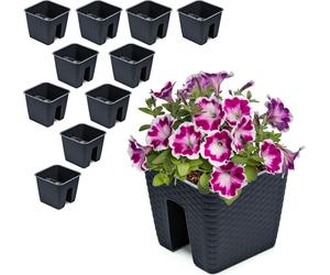 10x Jardinière 27,2 cm x 27,2 cm Rotin anthracite 8,5 L garde-corps garde-corps garde-corps