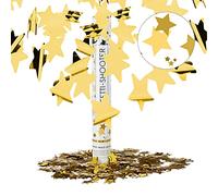 10x Lanceur de confettis party popper cotillons étoile dorée or 40 cm | Mariage, anniversaire, carnaval, pluie de confettis
