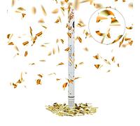 10x Lanceurs confettis 80 cm canons party popper fête décoration mariage cadeau argent et doré 6-8 m, doré et argenté
