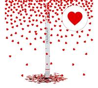 10x Lanceurs confettis coeurs rouges 80 cm canons party popper fête décoration mariage cadeau portée 6-8 m, rouge