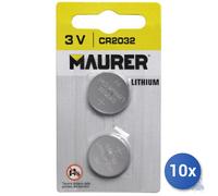 10X Maurer Pile À Bouton Lithium CR 2032 Boîte De 2 Pcs 3 Volt