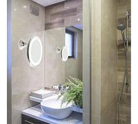 10X Miroir de maquillage à LED grossissant, monté au mur avec bras pivotant à 360°, base à ventouse verrouillable, miroir de vanité portable avec éclairage, convient pour la maison, la salle de bain e