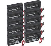 10x Multipower batterie au plomb MP0,8-12H Pb 12V 0,8Ah maison et connecteur volet roulant