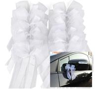 10x Noeud Papillon Satin Tulle Ruban Mariage Voiture Salle Chaise Decoration Blanc d'emballage