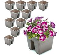 10x Potting box 27,2 cm x 27,2 cm Ratan Mokka 8,5 L balustrade railing