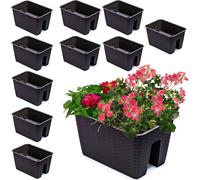 10x Potting box 27,2 cm x 39,6 cm Ratan Umbra Brown 13 L balustrade railing