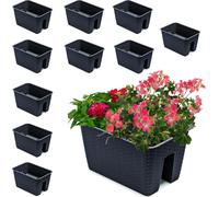 10x Potting box 27,2 cm x 39,6 cm Rotin anthracite 13 L garde-corps balustrade