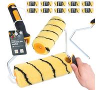 10x Rouleau Peinture 18 cm Recharge Laque Façade Mur Support Outils Peintre Travaux Rénovation Haute Absorption Finition Lisse Application Facile