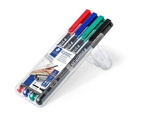 10x Staedtler® 314 WP4 Stylo fin universel Lumocolor® permanent, B, STAEDTLER boîte de 4 couleurs