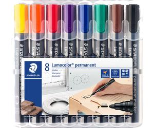 10x STAEDTLER 352 WP8 marqueur permanent Lumocolor® permanent marker, rechargeable, env. 2 mm, 2 rouge, 3 bleu