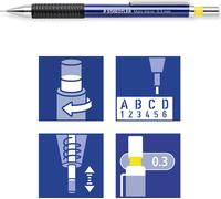 10x Staedtler® 775 03 Porte-mines Mars® micro 0,3 mm B bleu