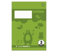 10x Staufen® 734044233 Bloc scolaire PREMIUM LIN 3 - A4, 50 feuilles, 90 g/qm vierge double lignes couleur