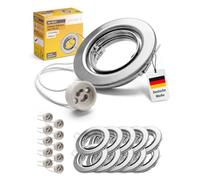 10x Sweet Led Cadre encastrable incluant douille GU10 - Spots encastrables IP20 230V - adaptés pour LED & halogène - Spots encastrables orientables en métal - Ø 88mm, chrome brossé