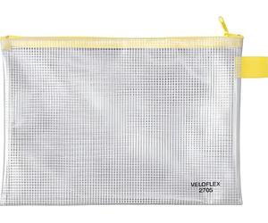 10x Veloflex® 2705000 Pochettes zippées transparentes/jaunes A5 250 x 180 mm