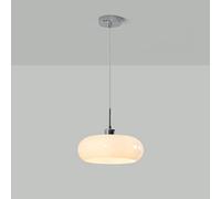 11" Blanc Lait Verre Pendentif Lumière Bronze Verre Milieu Du Siècle Moderne Lustre Chrome Vintage Nordique Coastal Tambour Plafond Suspendu Éclairage Pour Cuisine Île Chambre Café Couloir Restaurant