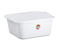 #11 Bol carré 7 l - 30 x 30 x 14 cm - En plastique PP - Universel - Pour la maison, la cuisine, la vaisselle, le bain de pieds - Blanc