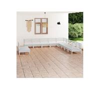 vidaXL Ensemble salon de jardin 11 pièces pin massif blanc
