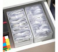 11 pièces/16 pièces/8 pièces/4 pièces Boîte de rangement de câbles en plastique, support de chargeur, gestion des fils de bureau, rack de rangement de cordon d'alimentation, contenant transparent, con