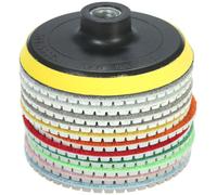 11 pièces 4 pouces diamant tampons de polissage humide disque de meulage + 1 pc support pour granit marbre pierre céramique