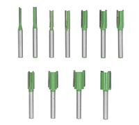 11 pièces 6mm tige routeur Bit ensemble en alliage d'acier au tungstène simple Double flûte droite peu pour la coupe du bois sculpture coupe précise efficace