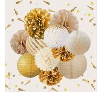 11 pièces Boule de fourrure dorée Lanterne Décoration de fête, Noël Taille UniquePapetier