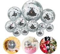 11 Pièces Boules Disco Miroir,Boules à Facettes Argentées Boule Disco,Boule à Facette Miroir Disco Ball Boule Miroir,Décoration à Suspendre