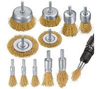 11 Pieces Brosse Metallique Fil D'acier Roue, Brosses de Nettoyage Polissage pour Perceuse Métallique Meuleuse Circulaire, avec Tige 1/4 Pouce pour Elimination Rouille, Corrosion, Peinture