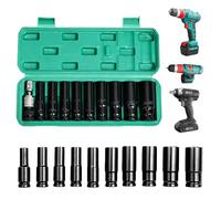 11 Pièces Douille A Choc, Douilles À Percussion 1/2", Coffret Douille Hex Longue, Coffret Douilles Longue, 10, 12, 13, 14, 15, 17, 19, 22, 24mm, Cle A Choc Pour Réparation De Voiture