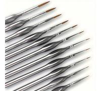 11 pièces Ensemble de pinceaux miniatures de détail fin - Conception de manche triangulaire - Convient pour la peinture acrylique, la fabrication de modèles miniatures - Poils de haute qualité et préc