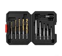 11 pièces HSS double spirale Extracteur de vis Kit de forets à tige hexagonale 5 mm-18 mm, outil de démontage pour boulons endommagés cassés et dénudés