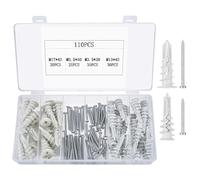 110 Pcs Chevilles pour Plaques de Plâtre et Vis Beton, Chevilles Autoperceuses en Métal avec Vis Autoforeuse, Cheville Beton et Vis Chevilles pour Plaque de Plâtre Fixations Béton Briques(Blanc)