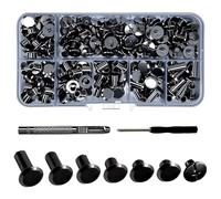 110 Pièces de Vis de Reliure de Chicago, M5 x 4/5/6/8/10/12mm | Durable,Rangement Pratique,Assemblage Facile,Rivets Creux, Vis à Livres,Pour Sacs, Rembourrages en Cuir, Artisanat