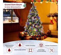 Ø110 x 185 cm Sapin de Noël lumineux avec aiguilles de pin vert + blanc