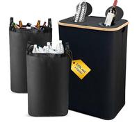110L Collecteur de Bouteilles Avec Couvercle,2 Compartiments Poubelle Recyclage,2 Sac Recyclage, Poubelle Tri Selectif,noir