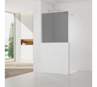 110x100cm Walk-In paroi de douche fixe à l'italienne, verre fumé Easy Clean, pour cloison abaissée (SATWIS110KS)