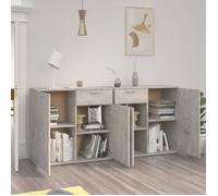 [11309]Buffet Bahut MEUBLECHIC, commode meuble de rangement, Gris béton 160x36x75 cm Bois d'ingénierie,Poids:58.8 Kg
