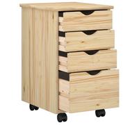 (11335)Moderne Cabinet roulant avec roue Marron 34x39x56 cm Pin massif ,poid:9 kg