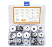 115 Pièces Rondelles Plates Argent Acier Inox, M3 à M12 Fixation Meuble | Lot de 115 rondelles plates larges en acier inoxydable finition argentée, tailles M3/M4/M5/M6/M8/M10/M12.